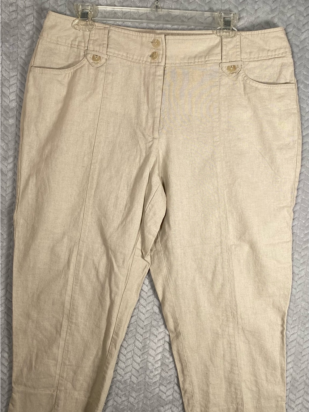 Land 'n Sea Cropped 3/4 length natural cotton Capri pants Size 14